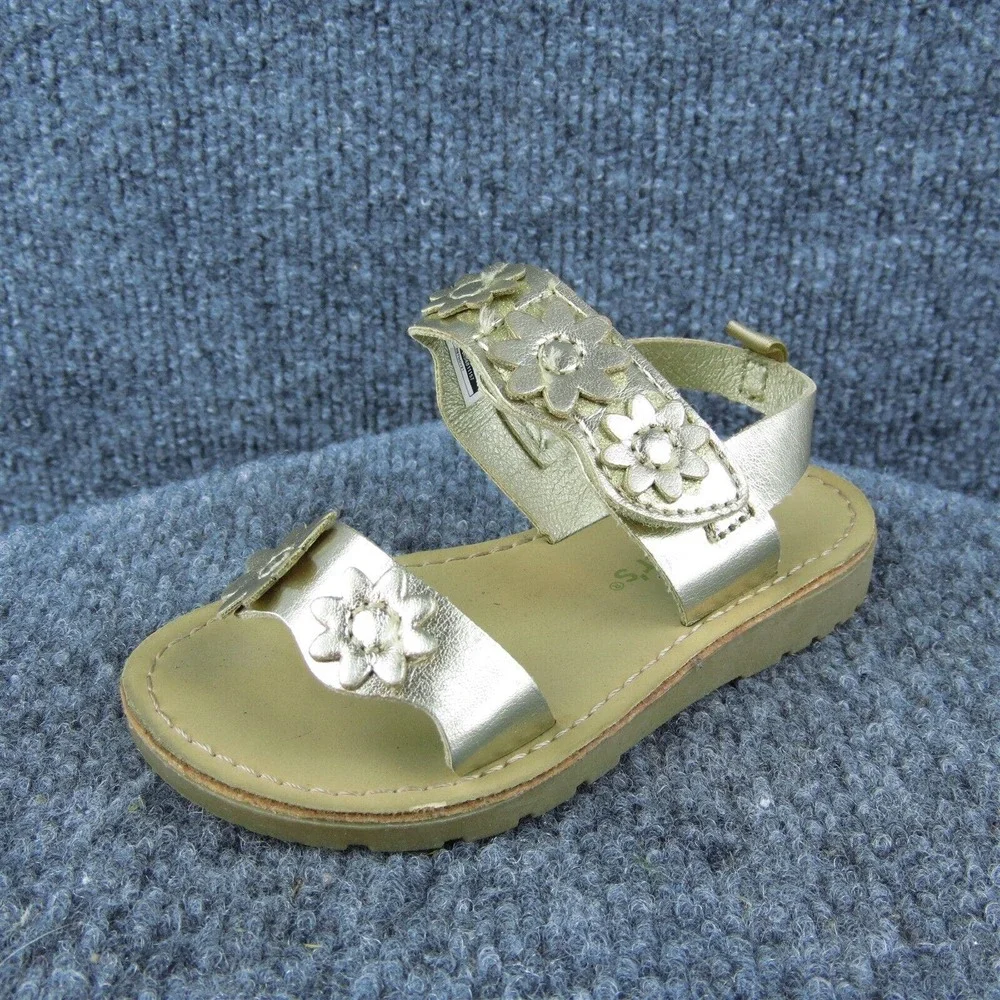 Carter's Ankle‎ Strap Shoes Gold Synthetic Hook & Loop Size T 6 Medium
